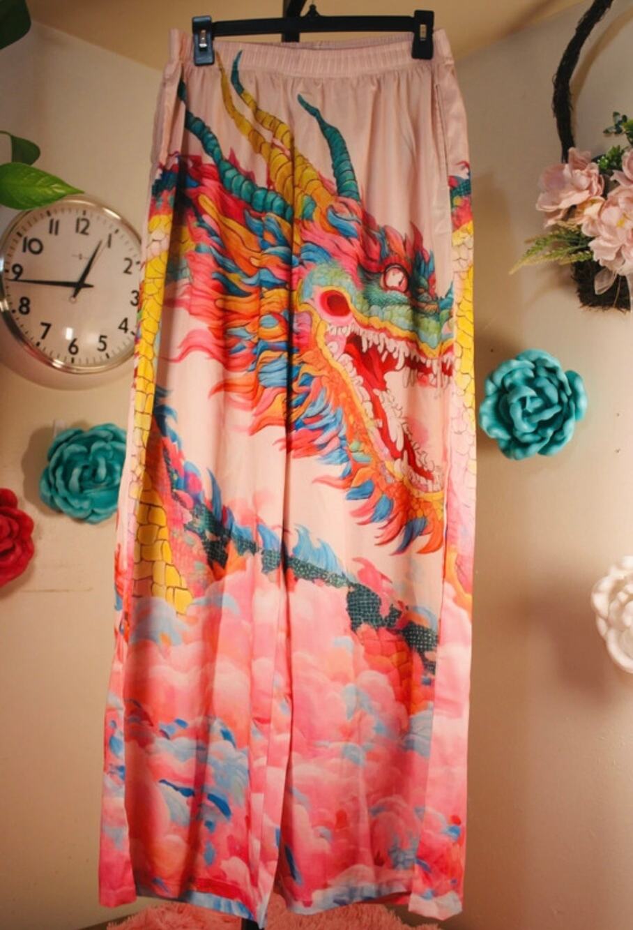 Nice To Meet You Dragon Print Wide Leg Pants 🐉💗 |